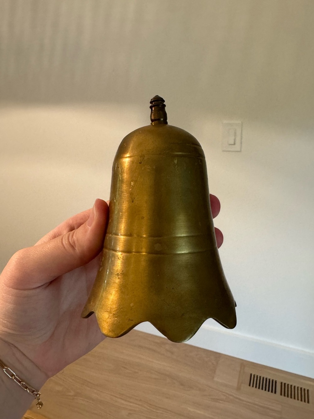 Vintage Brass Bell Object With Scalloped Edge